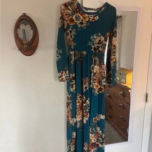 Floral Teal Ultra Maxi Dress
